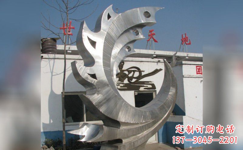 湖北广场不锈钢抽象鸟凤凰雕塑