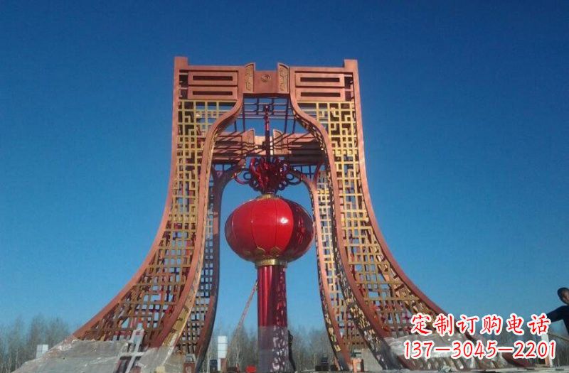 湖北广场不锈钢大型灯笼雕塑