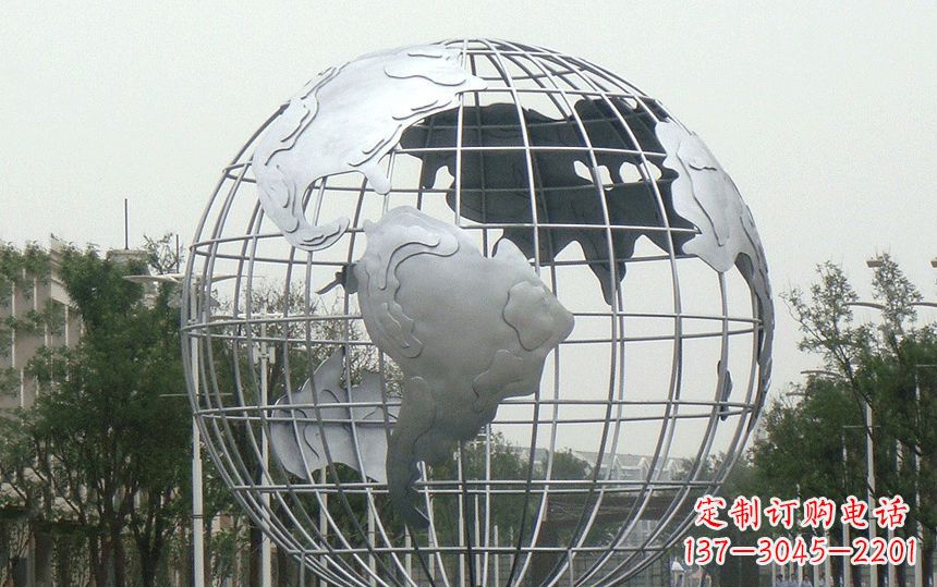 湖北广场不锈钢地球雕塑 (2)