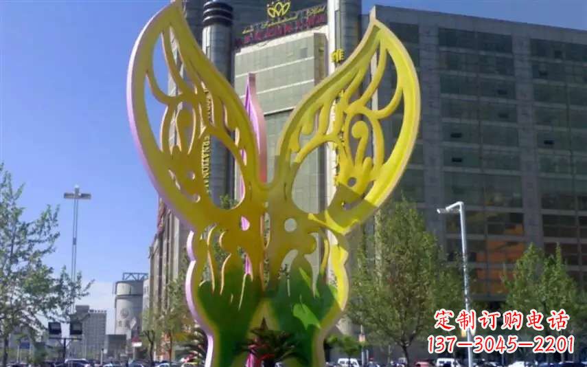 湖北广场不锈钢雕刻蝴蝶雕塑