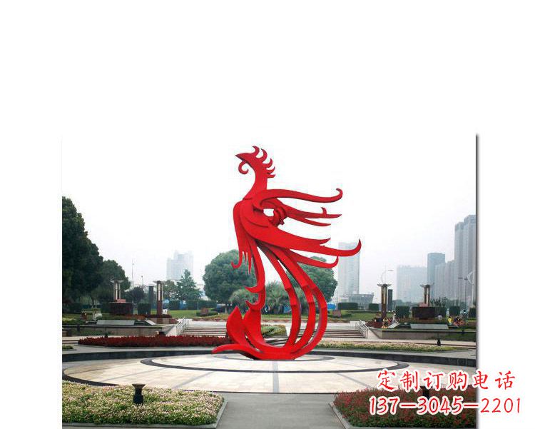 湖北广场不锈钢飞翔的凤凰雕塑