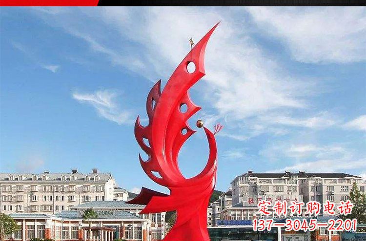 湖北广场不锈钢凤凰摆件雕塑1
