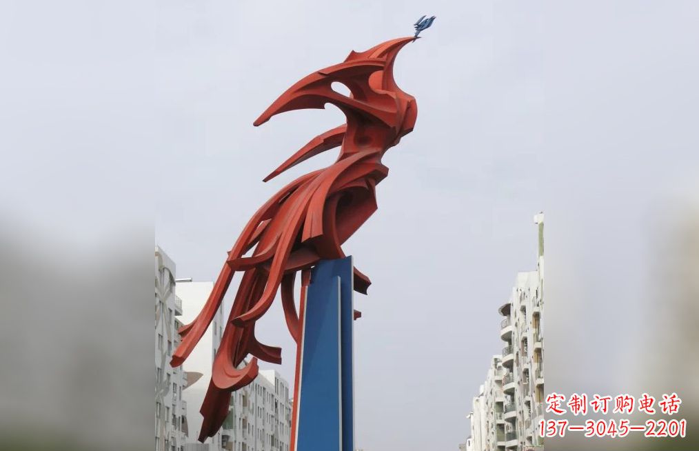 湖北广场不锈钢凤凰抽象雕塑