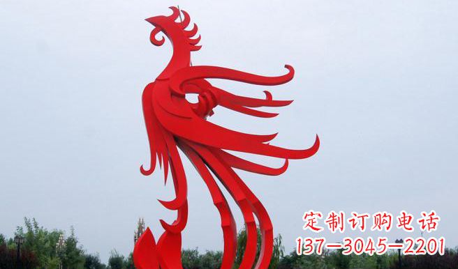 湖北广场不锈钢凤凰雕塑 (3)