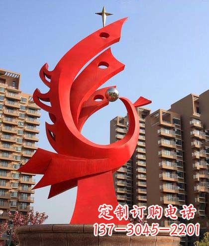 湖北广场不锈钢凤凰明珠抽象雕塑