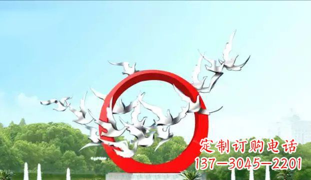 湖北广场不锈钢鸽子雕塑