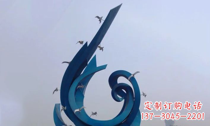 湖北广场不锈钢鸽子雕塑 (2)
