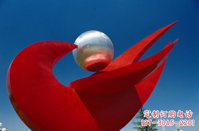 湖北广场不锈钢和平鸽明珠雕塑 (2)