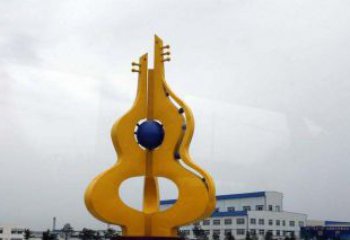 湖北中领雕塑：葫芦琵琶不锈钢雕塑