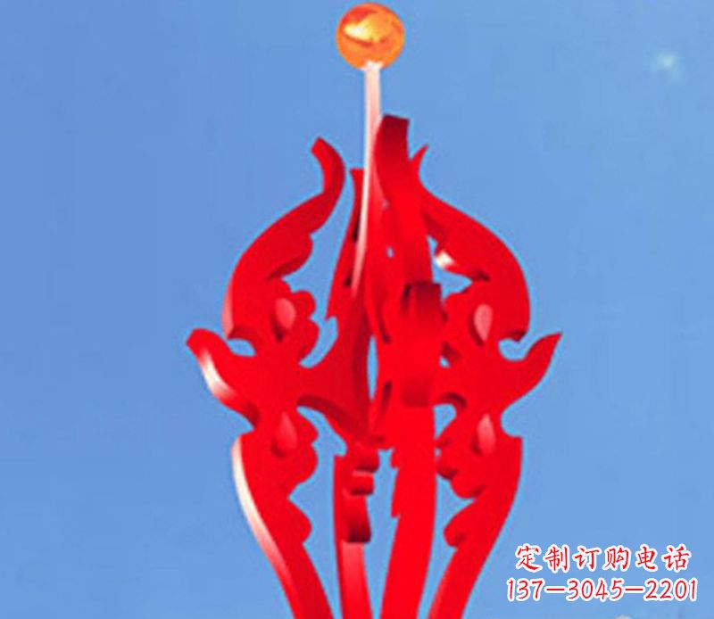 湖北中领雕塑出品:不锈钢火苗抽象雕塑