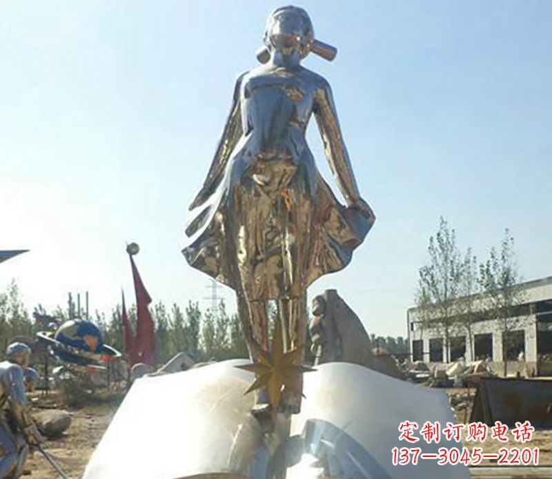 湖北艺术精灵，不锈钢美女雕塑