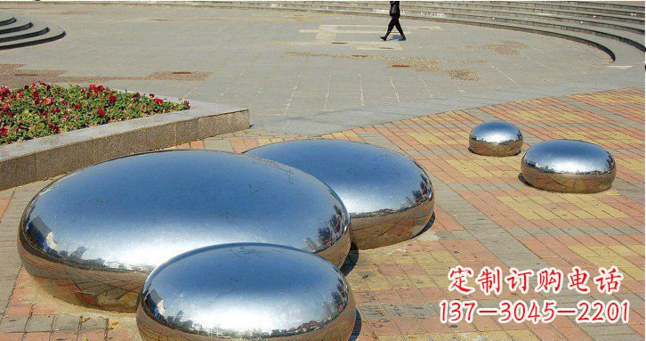 湖北广场不锈钢镜面水滴雕塑 (2)