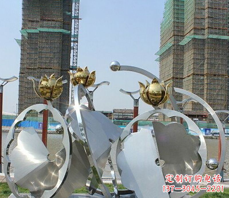 湖北广场不锈钢莲花抽象雕塑