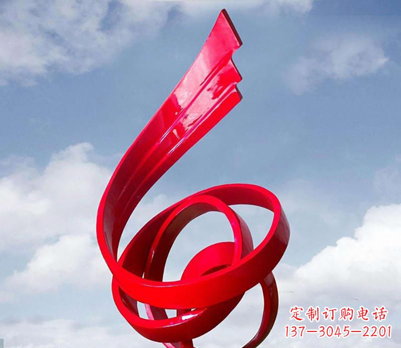 湖北广场不锈钢飘带翅膀抽象雕塑