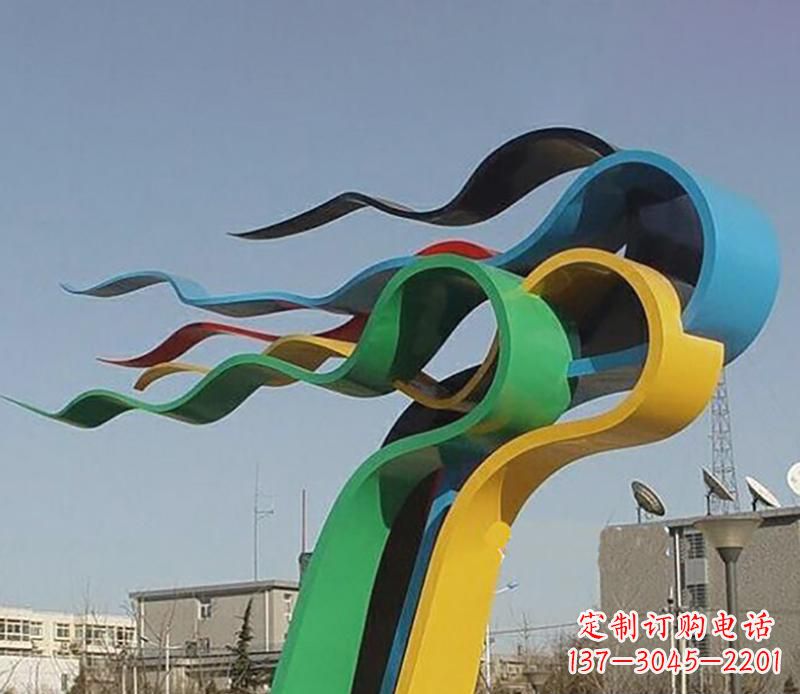 湖北广场不锈钢飘带景观雕塑22