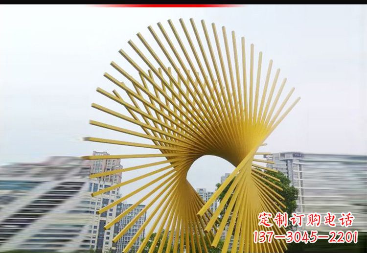 湖北现代美学——不锈钢树枝扇形景观雕塑