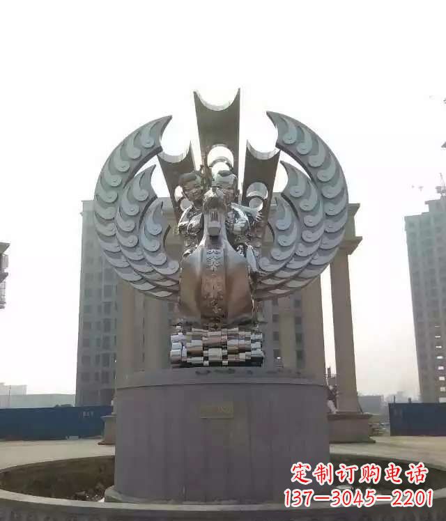 湖北广场不锈钢童趣凤凰雕塑