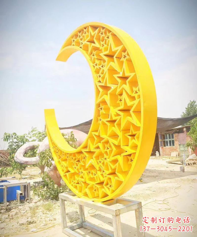 湖北魅力四射的五星月亮不锈钢雕塑