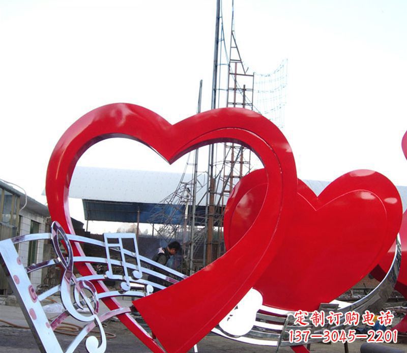 湖北广场不锈钢音符桃心景观雕塑