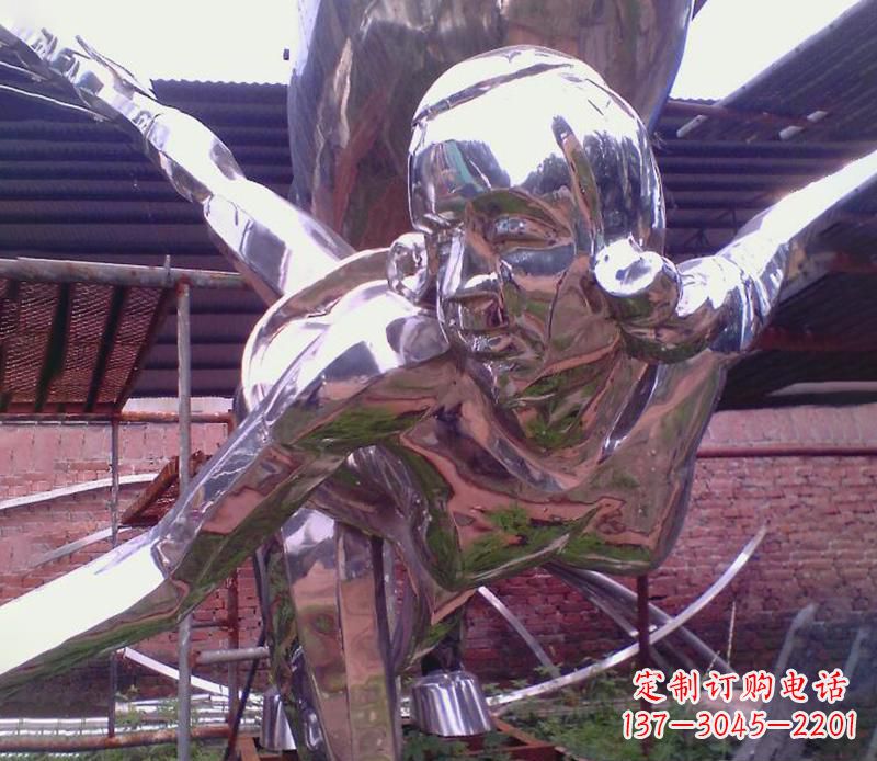 湖北广场不锈钢运动员雕塑