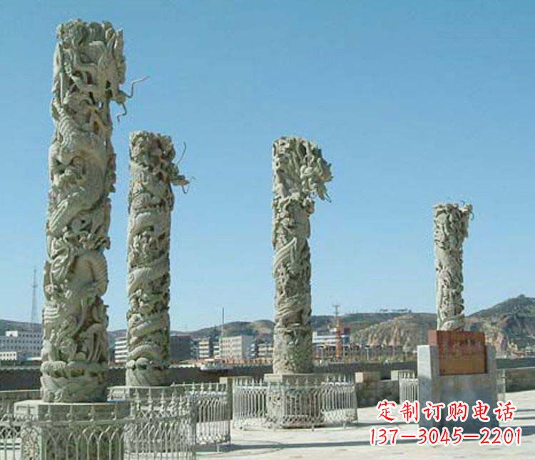 湖北广场大理石盘龙柱景观石雕 (4)