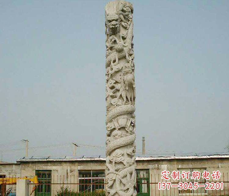 湖北广场大理石盘龙柱景观石雕 (3)
