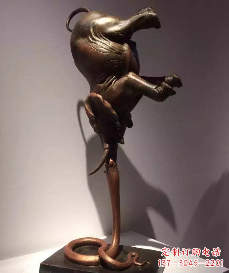 湖北中领雕塑铜质大象倒立雕塑