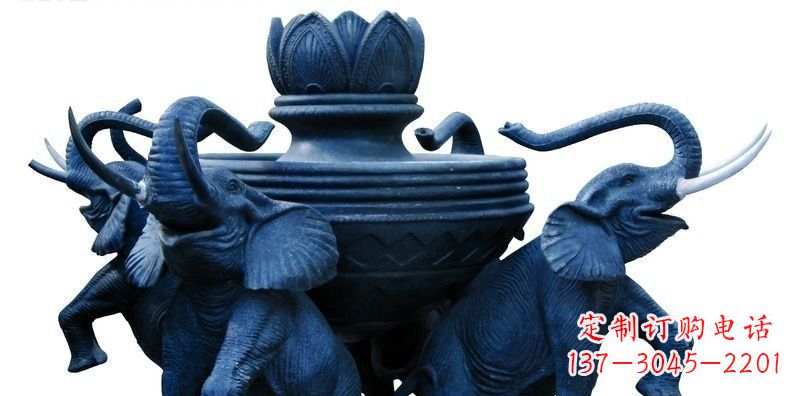 湖北广场大象莲花鼎景观铜雕