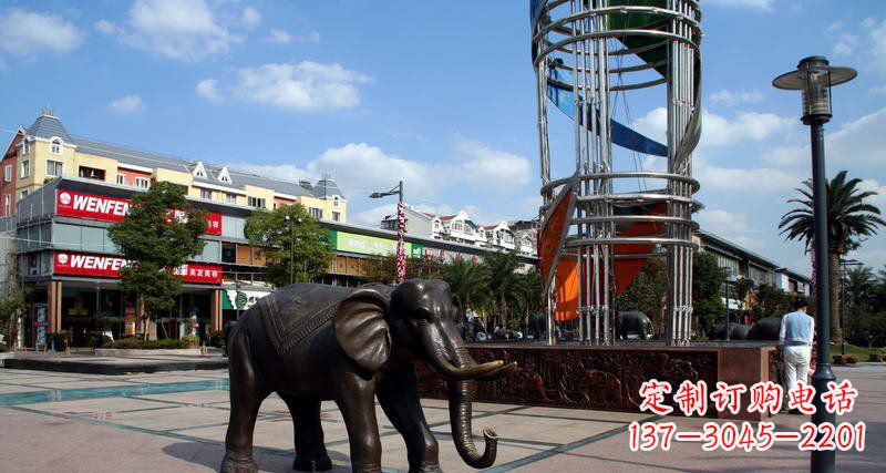 湖北广场大象动物铜雕