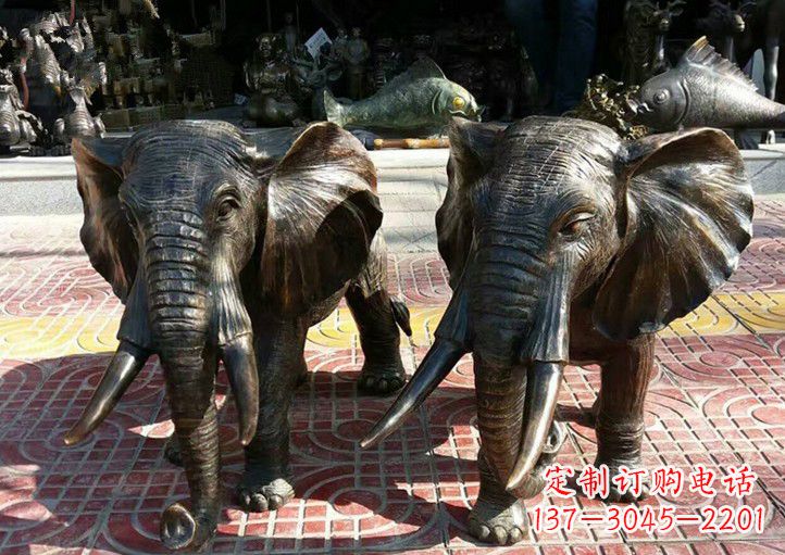 湖北广场大象铜雕