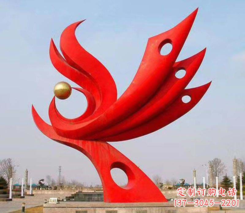 湖北广场凤凰宝地不锈钢雕塑