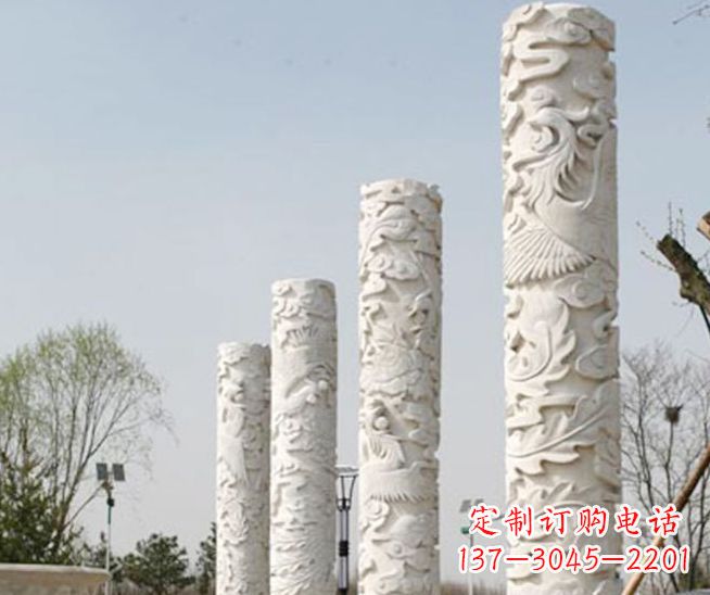 湖北尊贵优雅,凤凰浮雕龙柱景观石雕