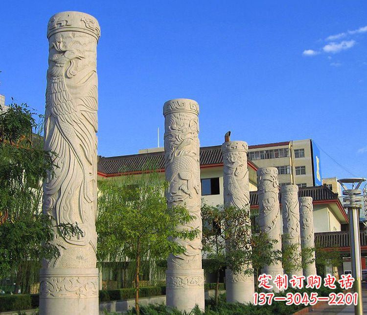 湖北广场凤凰石浮雕龙柱景观石雕