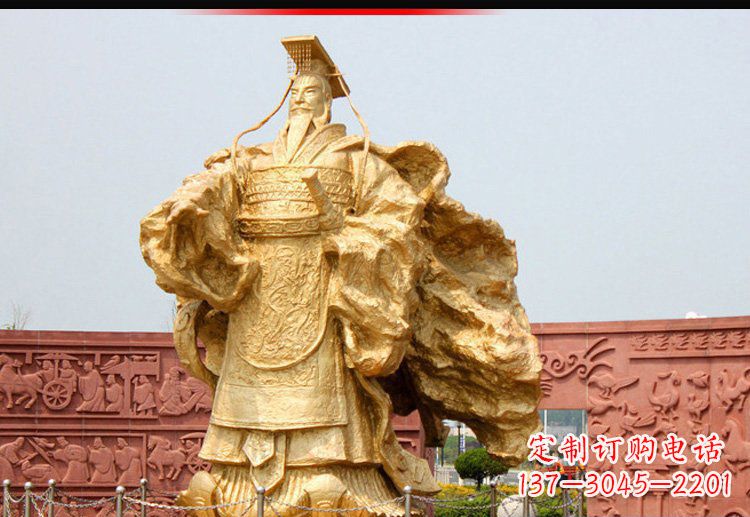 湖北广场古代皇帝刘邦铜雕