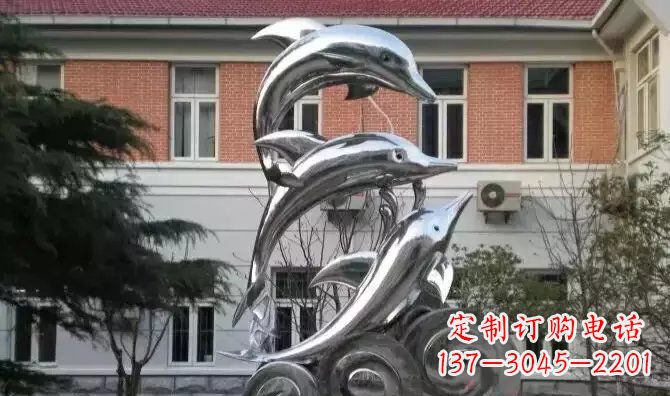 湖北广场海豚不锈钢雕塑