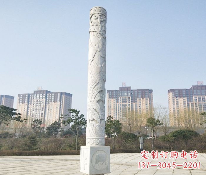 湖北广场景观大理石龙柱石雕_2 (2)