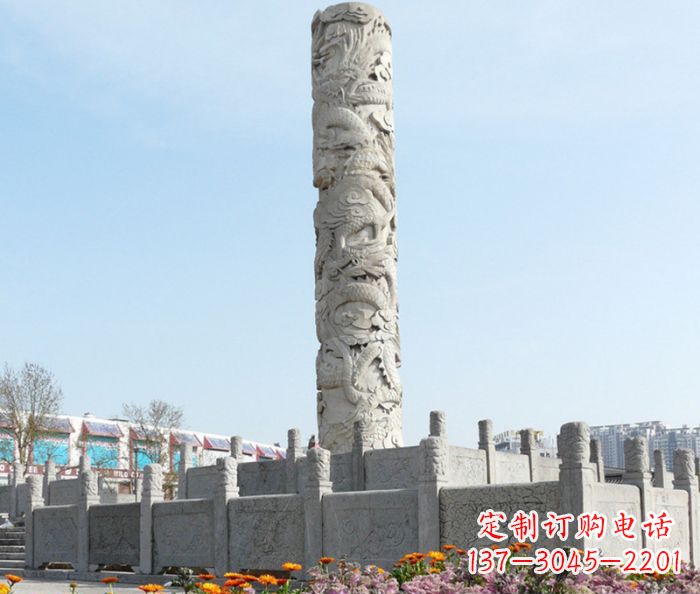 湖北广场景观大理石龙柱石雕_1 (2)