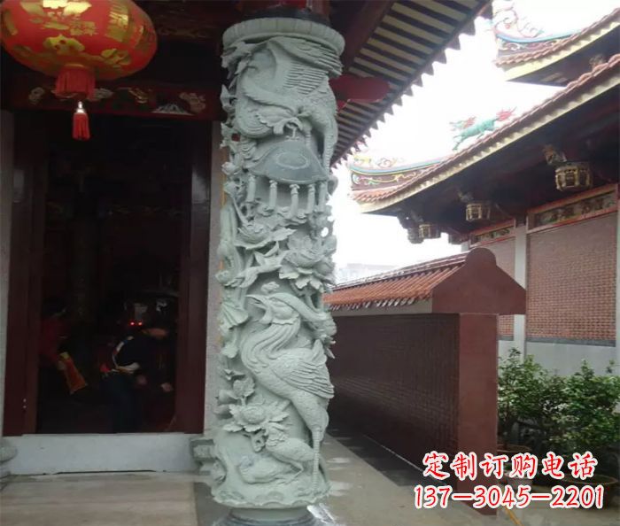湖北广场景观大理石龙柱石雕_2