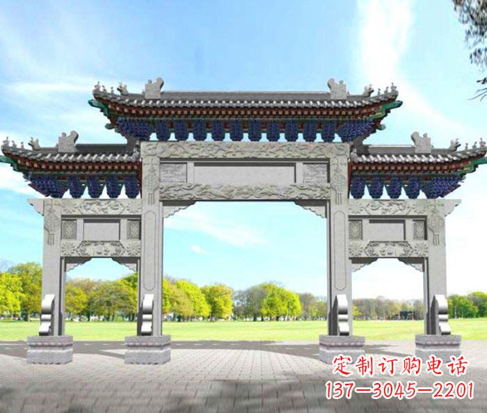 湖北广场景观大理石牌楼石雕