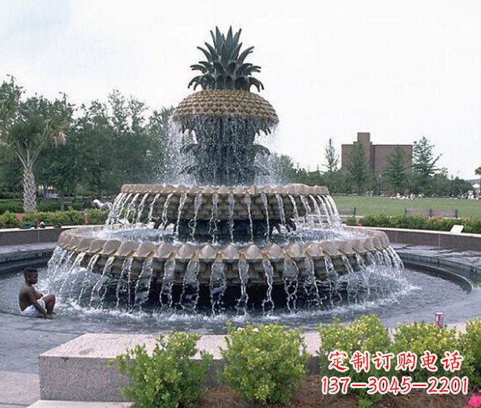 湖北广场景观大型菠萝喷泉石雕