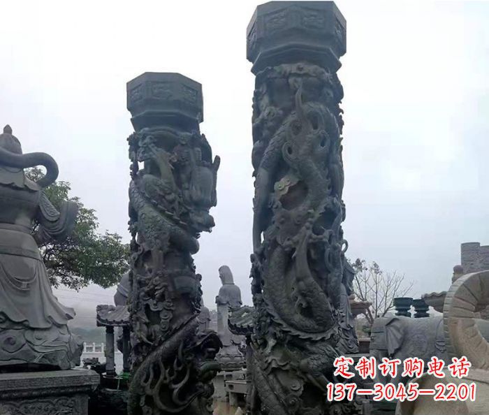 湖北安静传承-中领雕塑广场景观仿古盘龙柱石雕