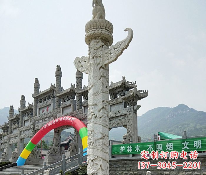 湖北广场景观汉白玉华表石雕