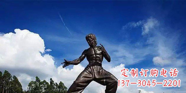 湖北广场李小龙名人铜雕