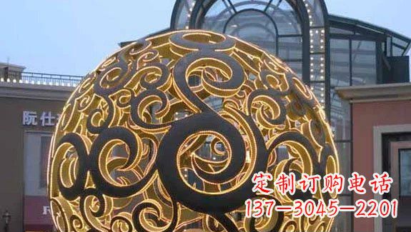 湖北广场镂空球喷泉不锈钢雕塑
