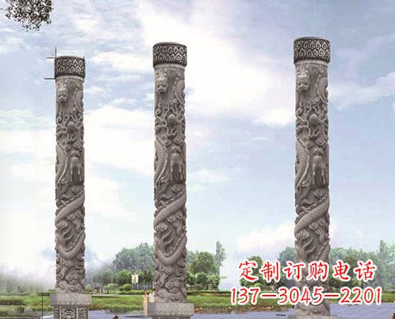 湖北广场盘龙柱景观石雕