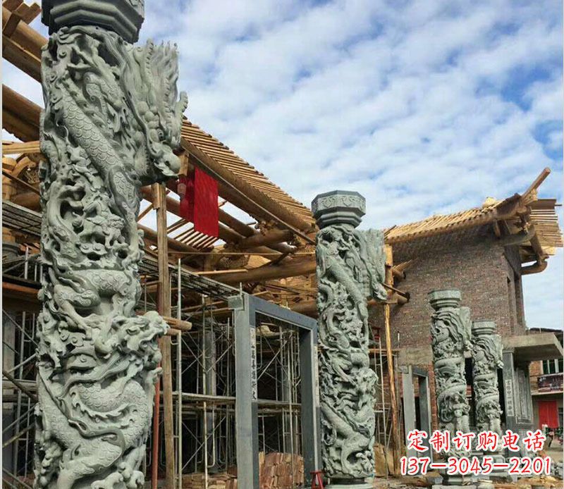 湖北高雅大气的龙柱石雕