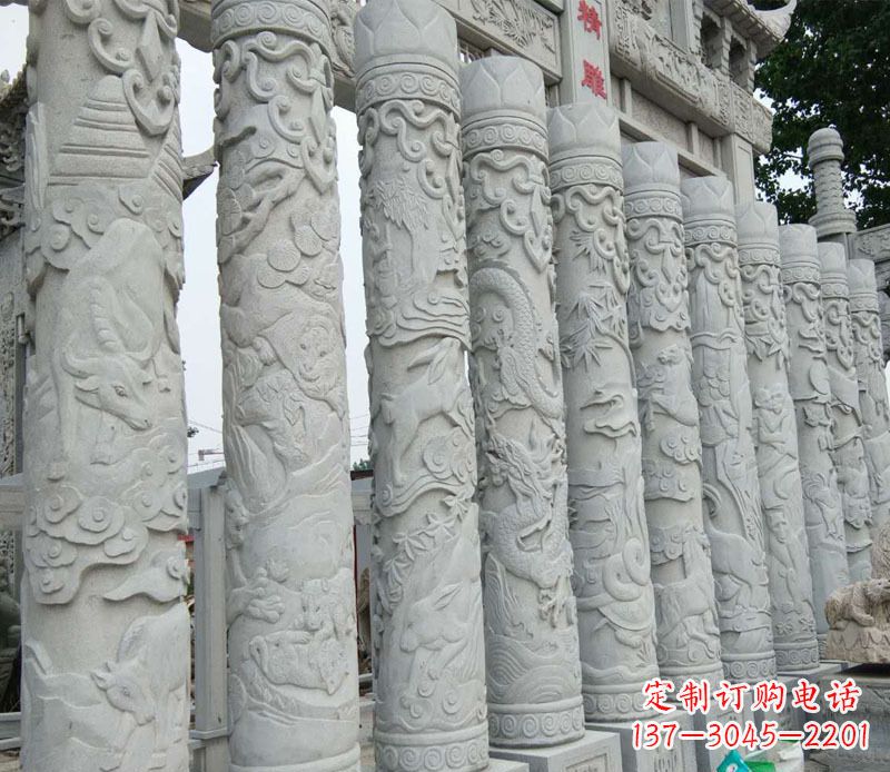 湖北中领雕塑：专业定制十二生肖石柱景观石雕