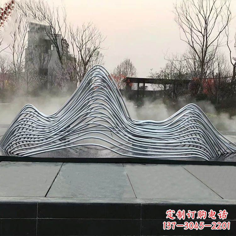 湖北广场水景不锈钢假山