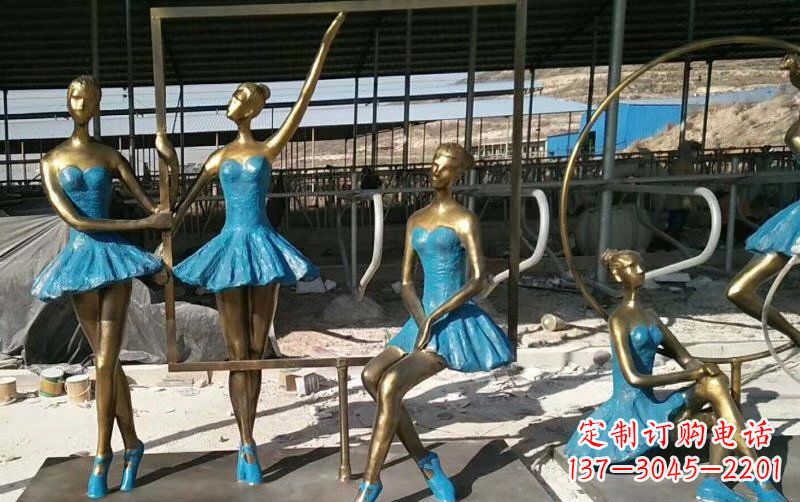 湖北广场铜雕美女跳芭蕾人物雕塑