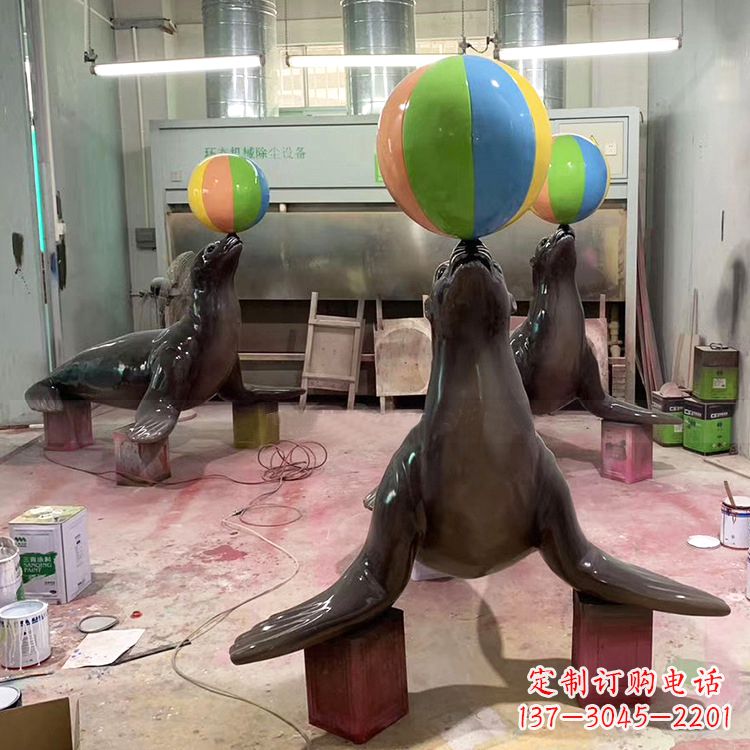 湖北海豹玻璃钢雕塑,让您触手可及的自然风情